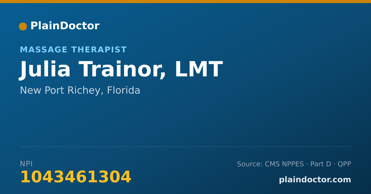 Shareable card for Julia Trainor, LMT - Massage Therapist, New Port Richey, FL