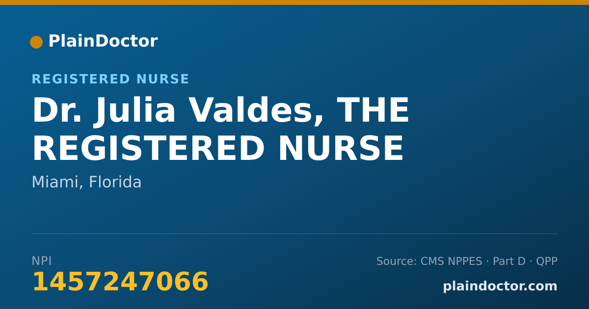 Shareable card for Julia Valdes, THE REGISTERED NURSE - Registered Nurse, Miami, FL