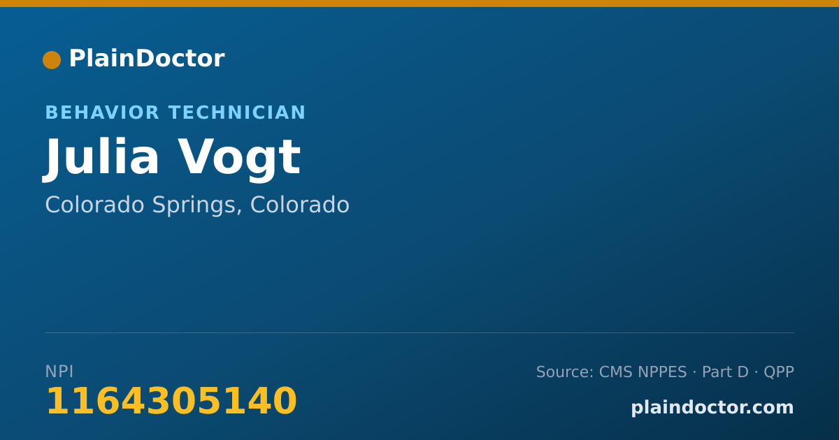 Shareable card for Julia Vogt - Behavior Technician, Colorado Springs, CO