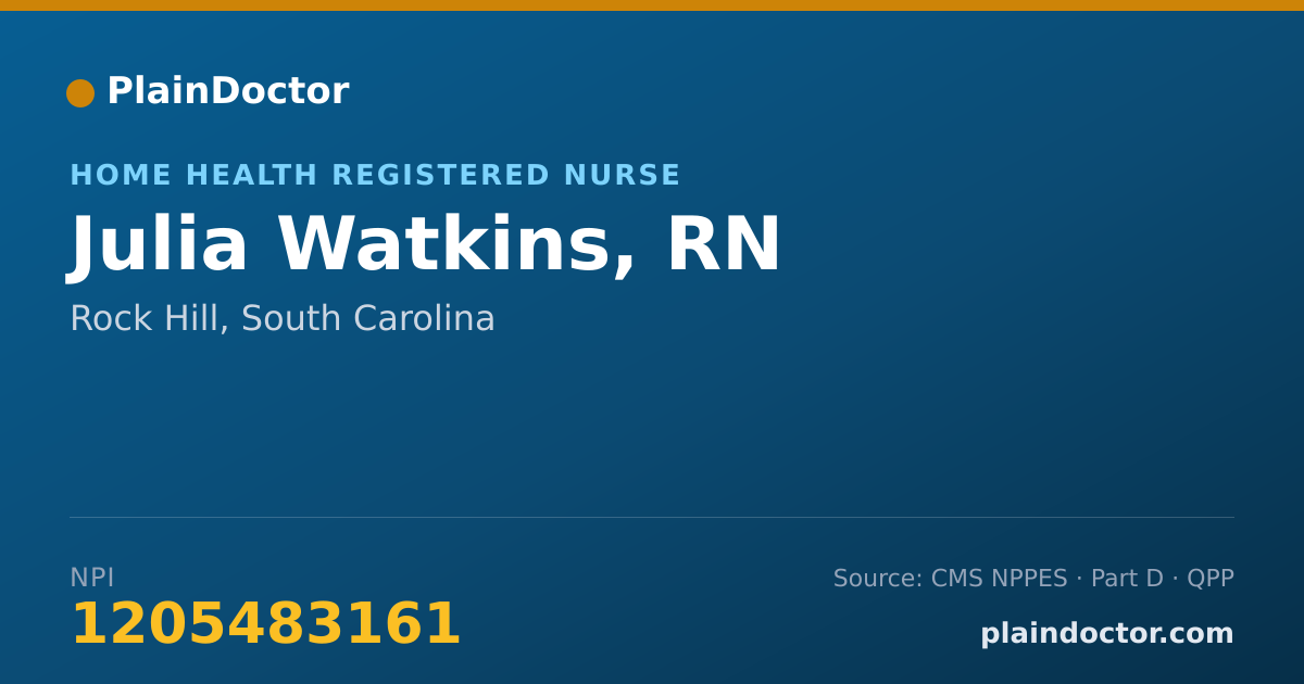 Shareable card for Julia Watkins, RN - Home Health Registered Nurse, Rock Hill, SC