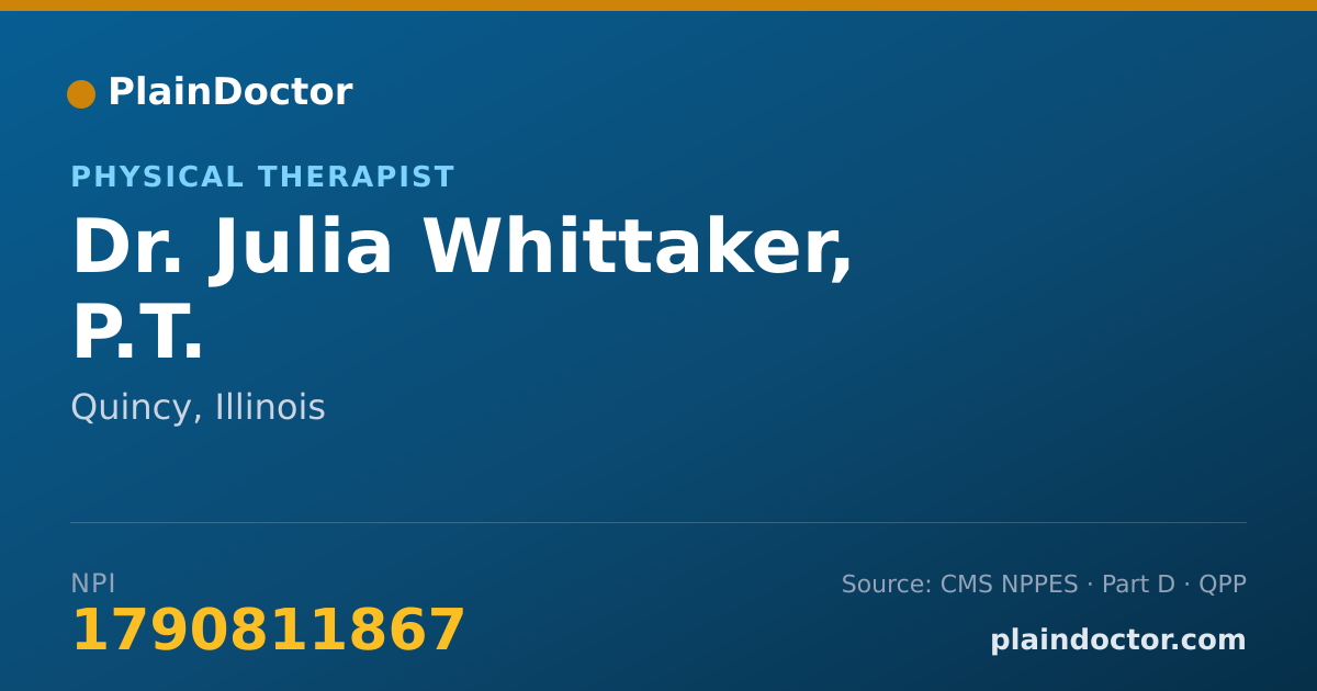 Shareable card for Julia Whittaker, P.T. - Physical Therapist, Quincy, IL