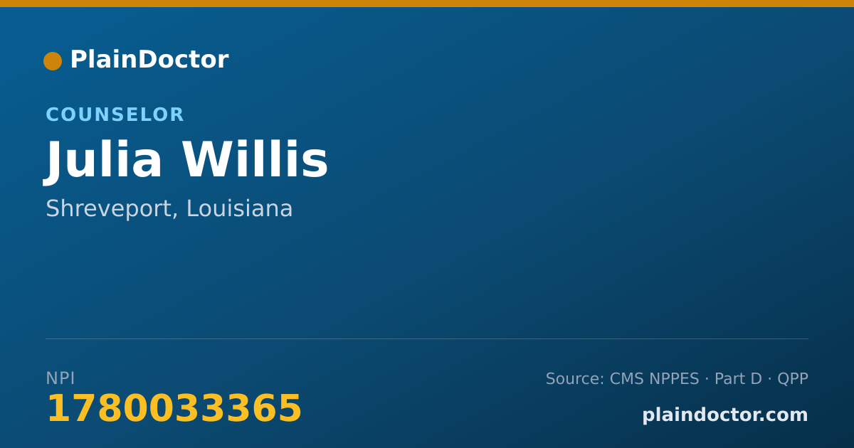 Shareable card for Julia Willis - Counselor, Shreveport, LA