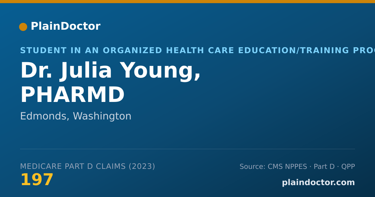 Shareable card for Julia Young, PHARMD - Student in an Organized Health Care Education/Training Program, Edmonds, WA