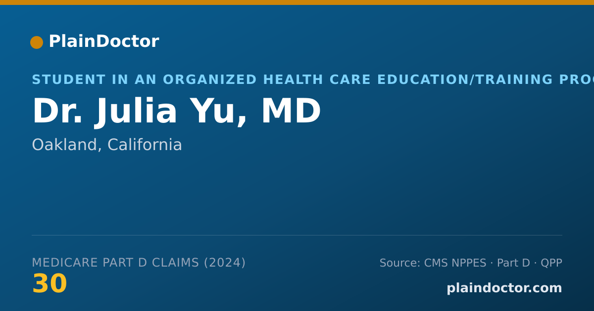 Shareable card for Julia Yu, MD - Student in an Organized Health Care Education/Training Program, Oakland, CA