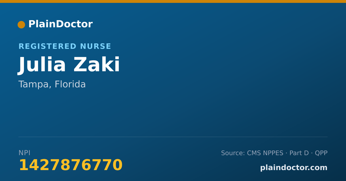Shareable card for Julia Zaki - Registered Nurse, Tampa, FL