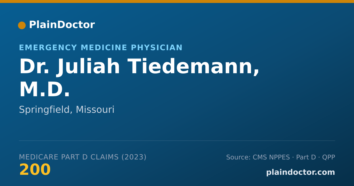 Shareable card for Juliah Tiedemann, M.D. - Emergency Medicine Physician, Springfield, MO