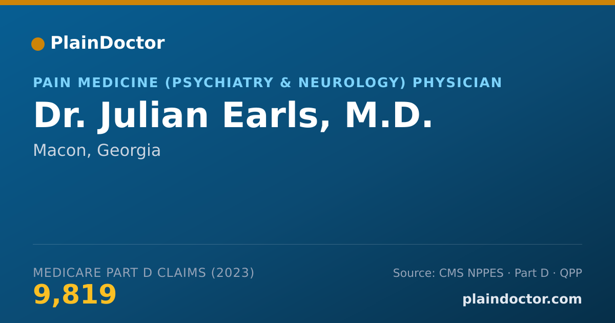 Shareable card for Julian Earls, M.D. - Pain Medicine (Psychiatry & Neurology) Physician, Macon, GA