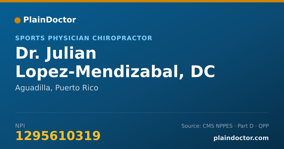 Shareable card for Julian Lopez-Mendizabal, DC - Sports Physician Chiropractor, Aguadilla, PR