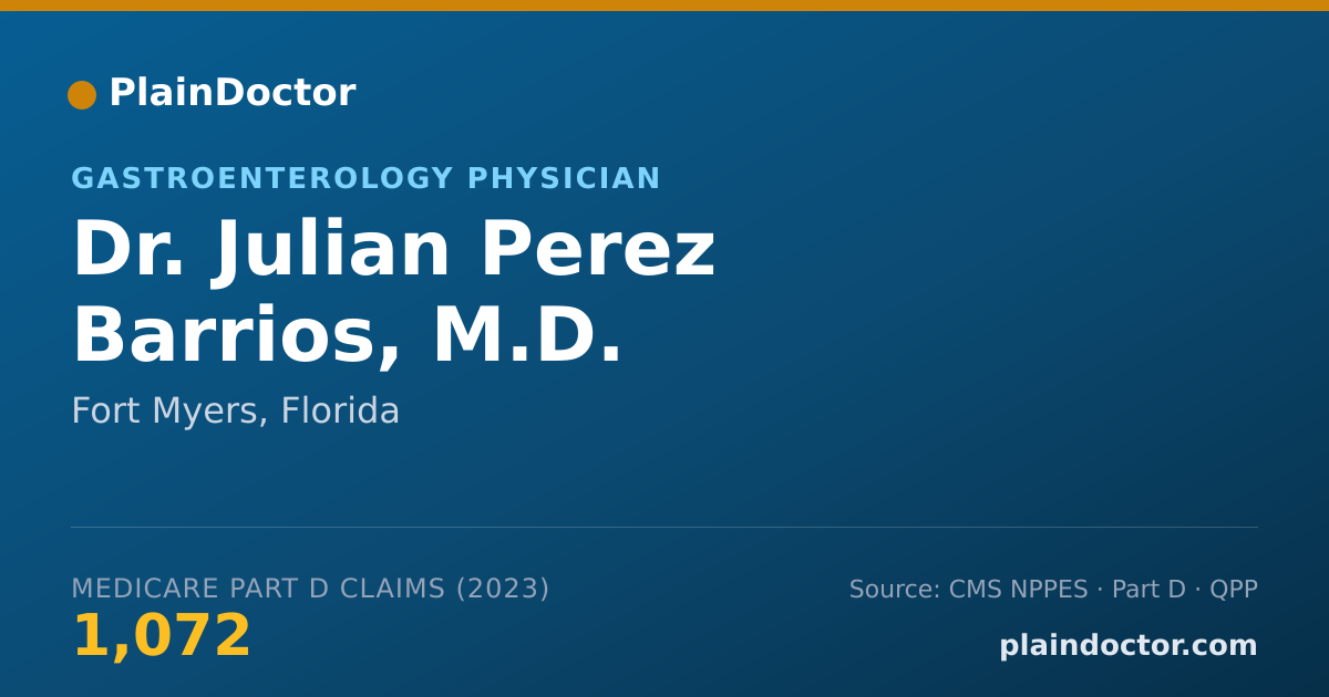 Shareable card for Julian Perez Barrios, M.D. - Gastroenterology Physician, Fort Myers, FL