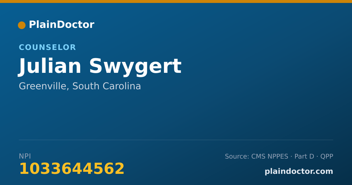 Shareable card for Julian Swygert - Counselor, Greenville, SC
