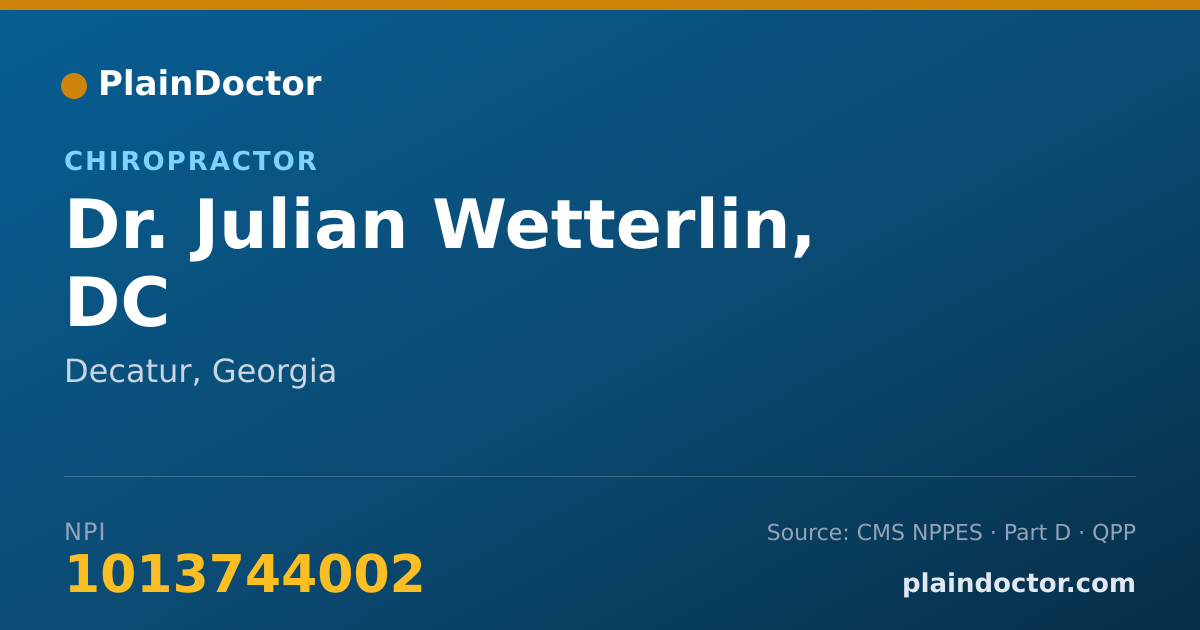 Shareable card for Julian Wetterlin, DC - Chiropractor, Decatur, GA