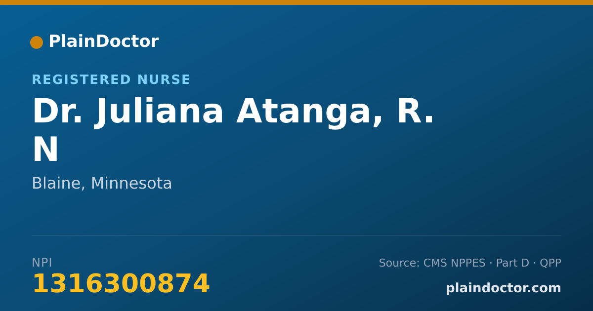 Shareable card for Juliana Atanga, R. N - Registered Nurse, Blaine, MN