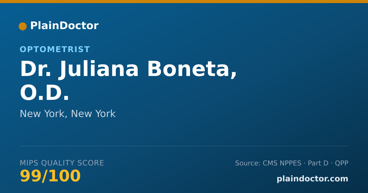 Shareable card for Juliana Boneta, O.D. - Optometrist, New York, NY