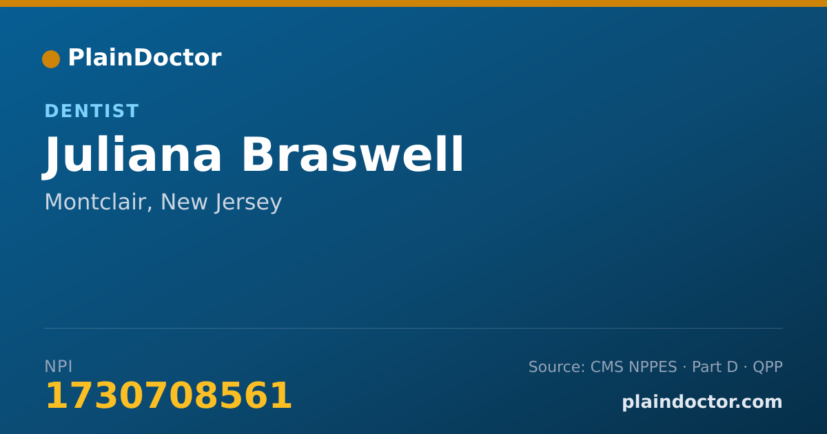 Shareable card for Juliana Braswell - Dentist, Montclair, NJ