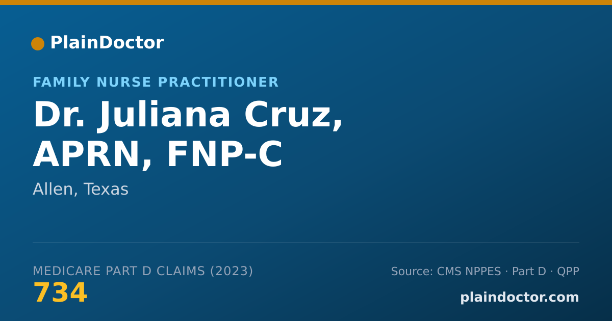 Shareable card for Juliana Cruz, APRN, FNP-C - Family Nurse Practitioner, Allen, TX