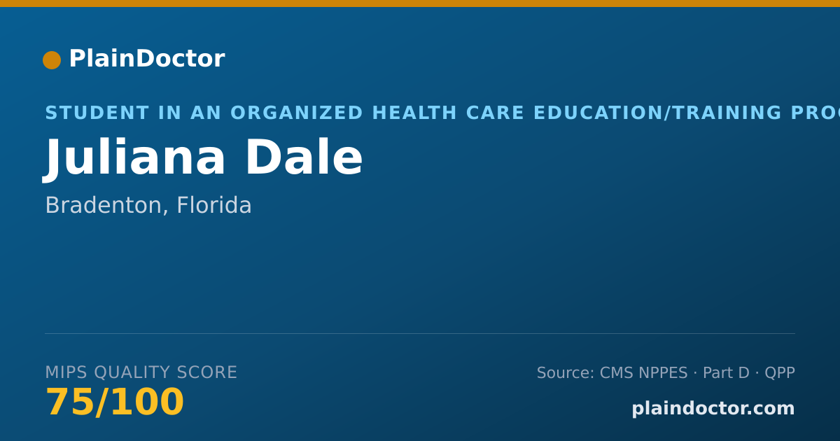 Shareable card for Juliana Dale - Student in an Organized Health Care Education/Training Program, Bradenton, FL