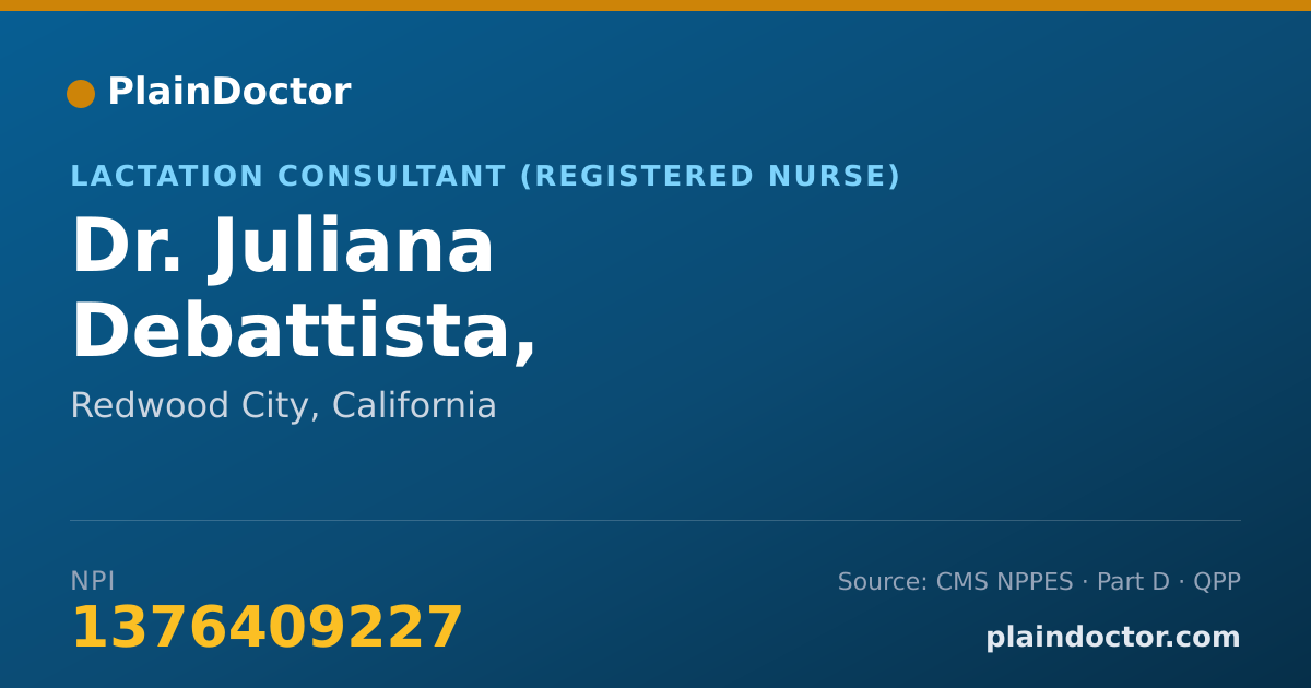 Shareable card for Juliana Debattista, RN,BSN,IBCLC,NTMC - Lactation Consultant (Registered Nurse), Redwood City, CA