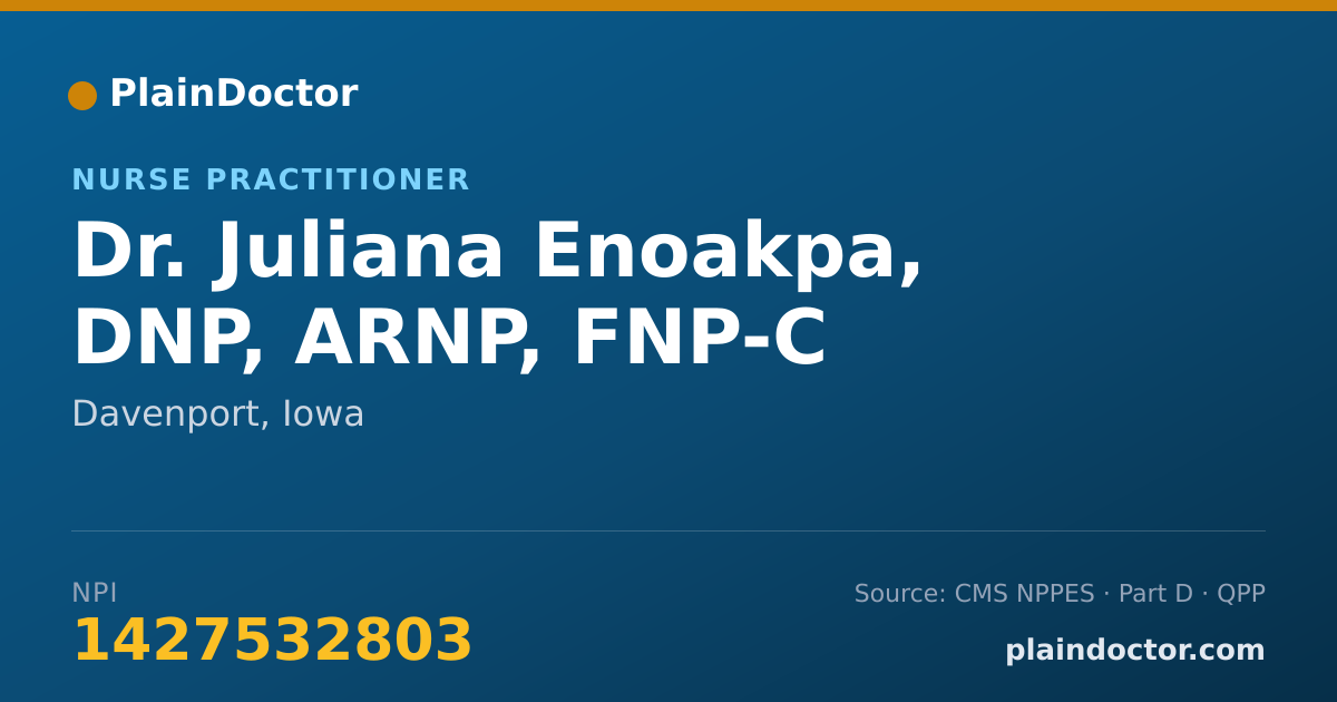 Shareable card for Juliana Enoakpa, DNP, ARNP, FNP-C - Nurse Practitioner, Davenport, IA