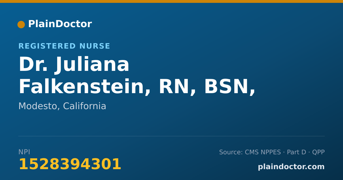 Shareable card for Juliana Falkenstein, RN, BSN, PHN - Registered Nurse, Modesto, CA