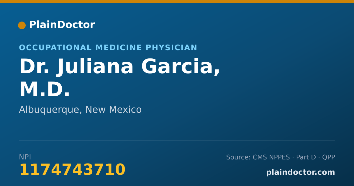 Shareable card for Juliana Garcia, M.D. - Occupational Medicine Physician, Albuquerque, NM