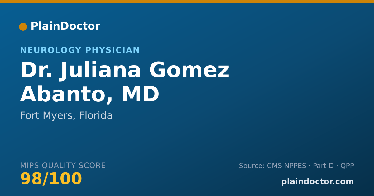 Shareable card for Juliana Gomez Abanto, MD - Neurology Physician, Fort Myers, FL