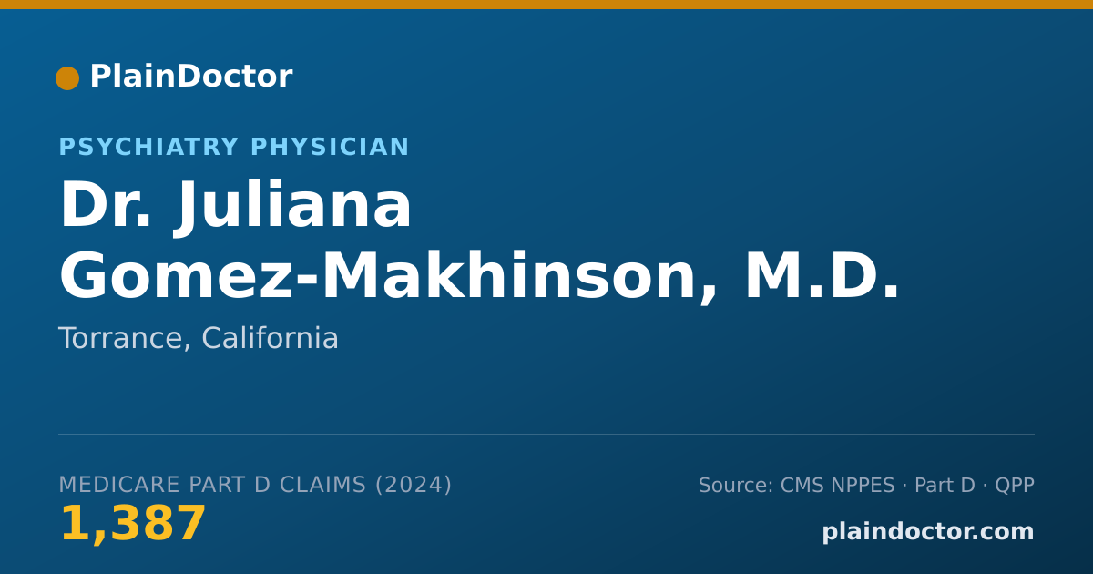 Shareable card for Juliana Gomez-Makhinson, M.D. - Psychiatry Physician, Torrance, CA