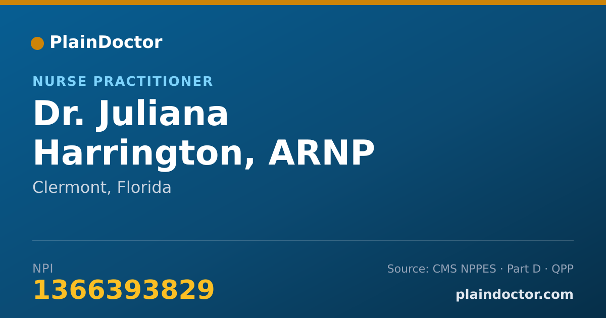 Shareable card for Juliana Harrington, ARNP - Nurse Practitioner, Clermont, FL