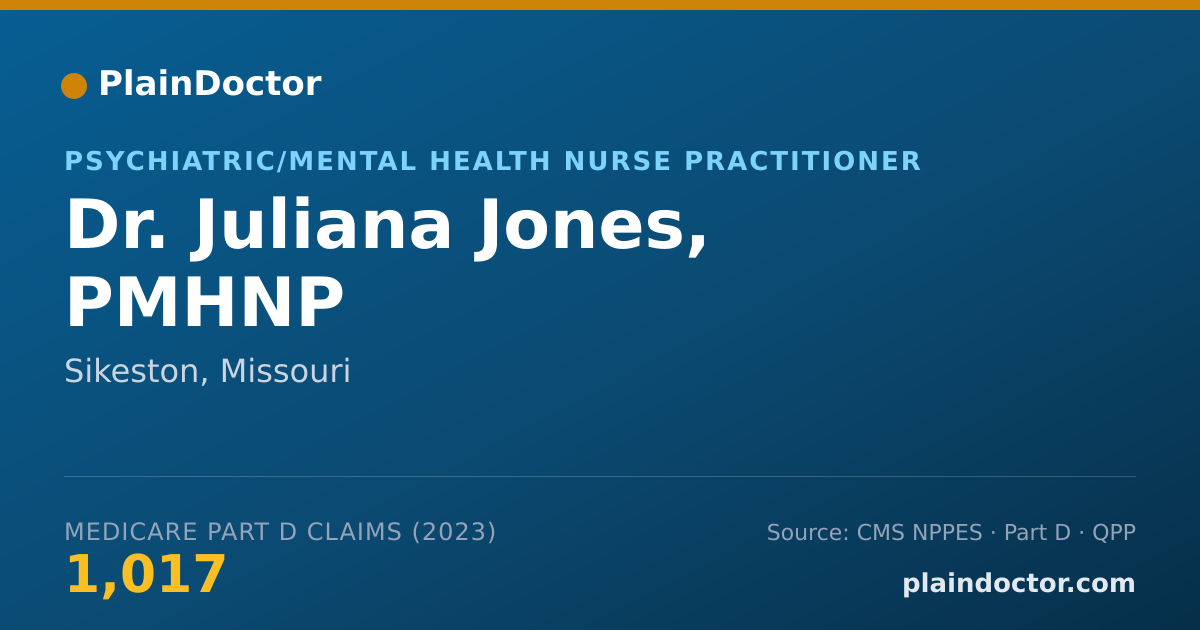 Shareable card for Juliana Jones, PMHNP - Psychiatric/Mental Health Nurse Practitioner, Sikeston, MO