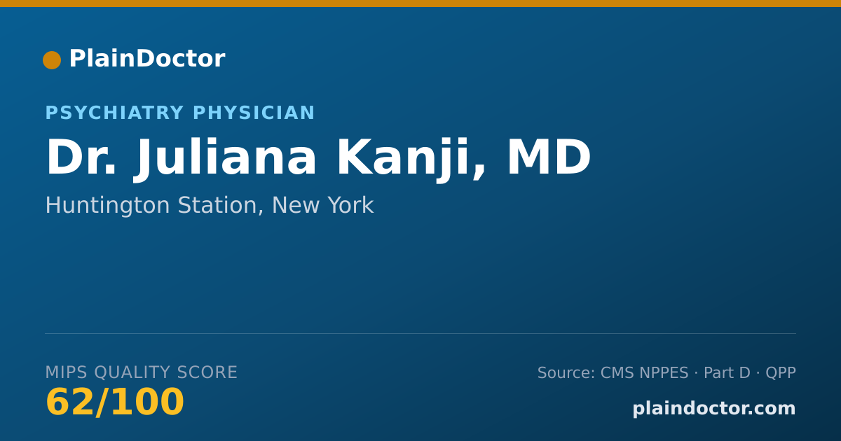 Shareable card for Juliana Kanji, MD - Psychiatry Physician, Huntington Station, NY