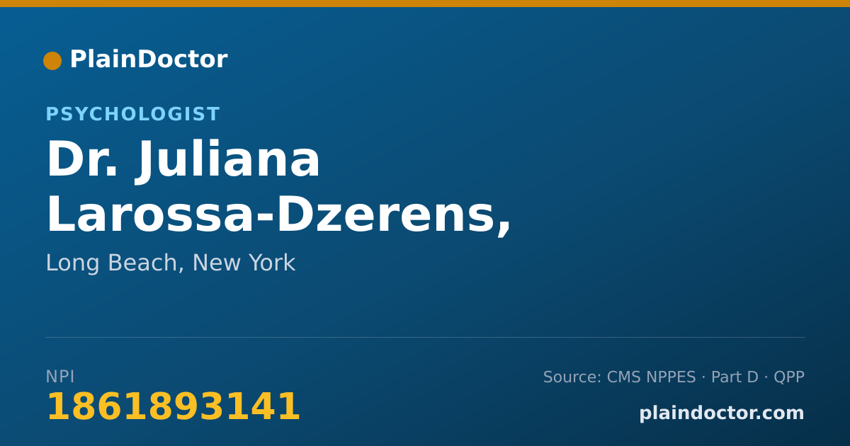 Shareable card for Juliana Larossa-Dzerens, PSY.D. - Psychologist, Long Beach, NY