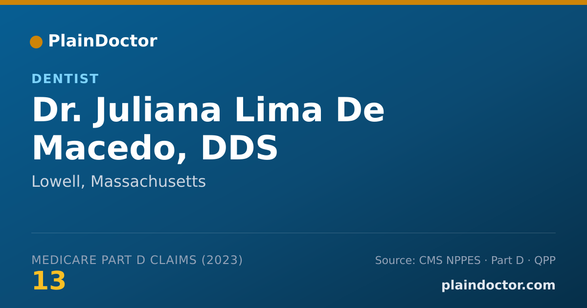 Shareable card for Juliana Lima De Macedo, DDS - Dentist, Lowell, MA