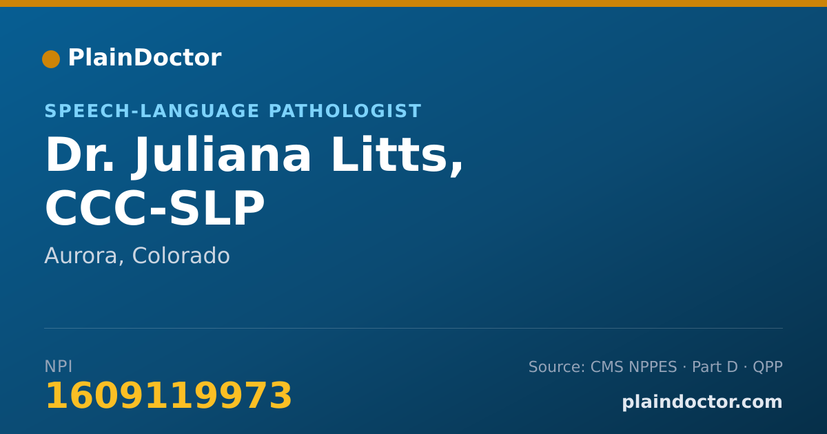 Shareable card for Juliana Litts, CCC-SLP - Speech-Language Pathologist, Aurora, CO