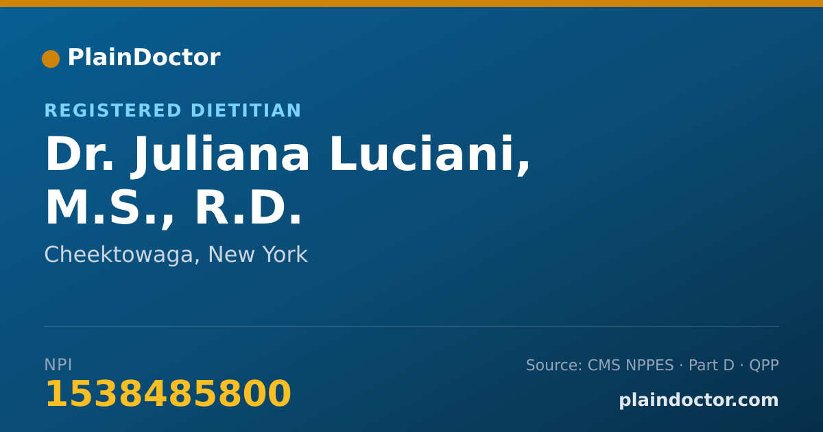 Shareable card for Juliana Luciani, M.S., R.D. - Registered Dietitian, Cheektowaga, NY