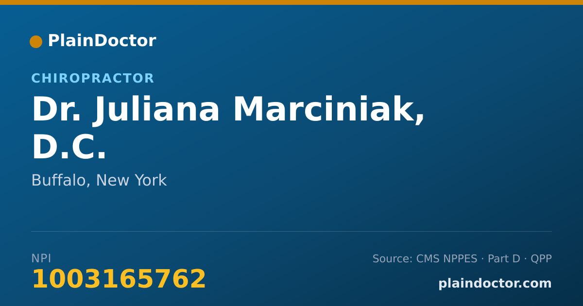 Shareable card for Juliana Marciniak, D.C. - Chiropractor, Buffalo, NY