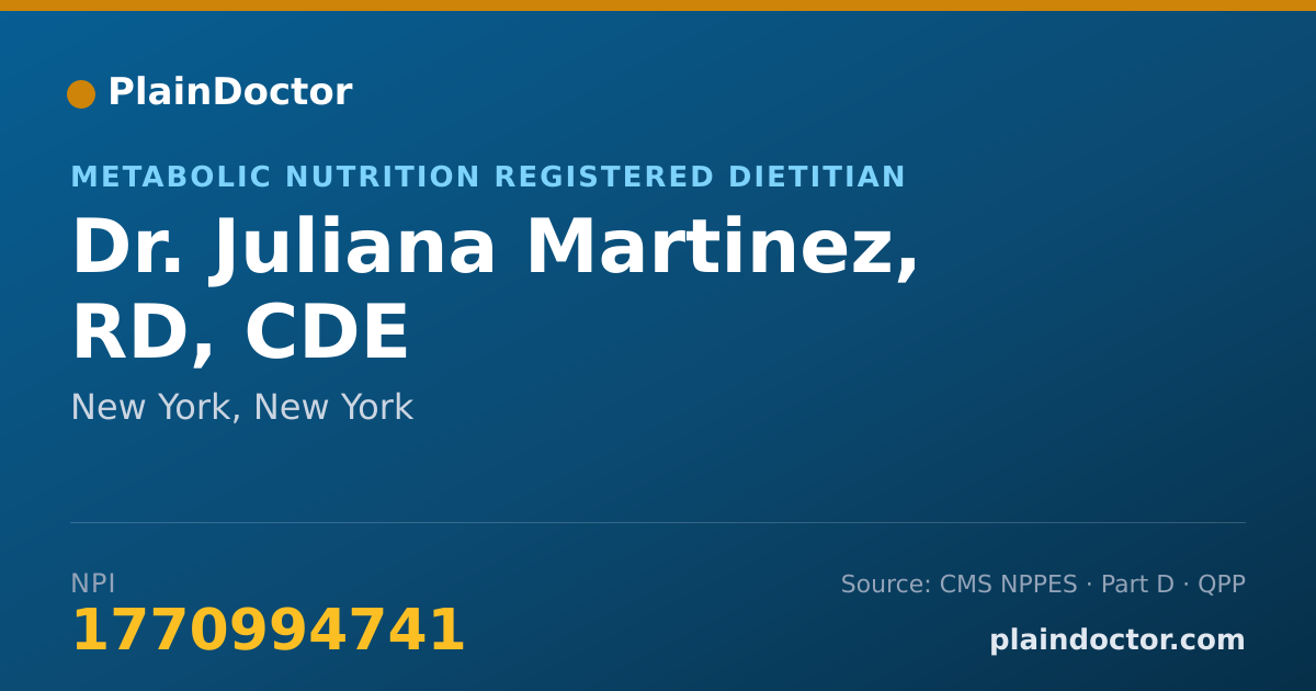 Shareable card for Juliana Martinez, RD, CDE - Metabolic Nutrition Registered Dietitian, New York, NY