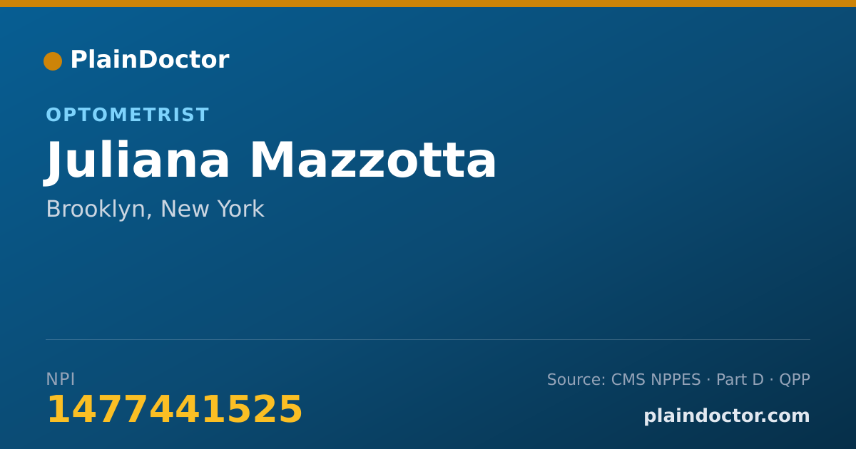 Shareable card for Juliana Mazzotta - Optometrist, Brooklyn, NY