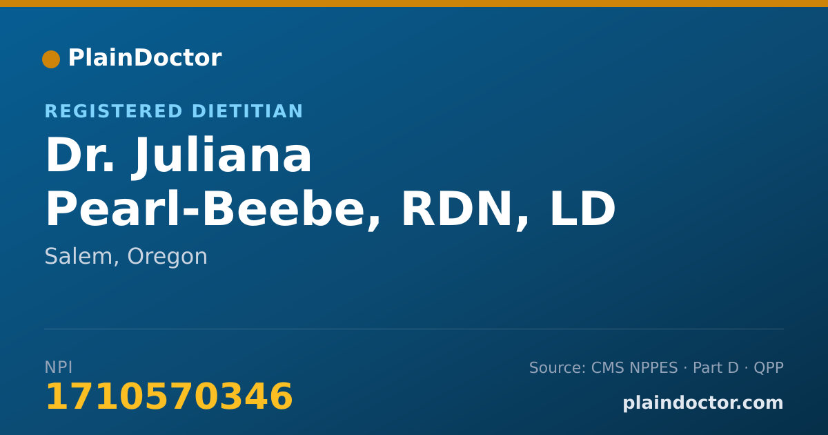 Shareable card for Juliana Pearl-Beebe, RDN, LD - Registered Dietitian, Salem, OR