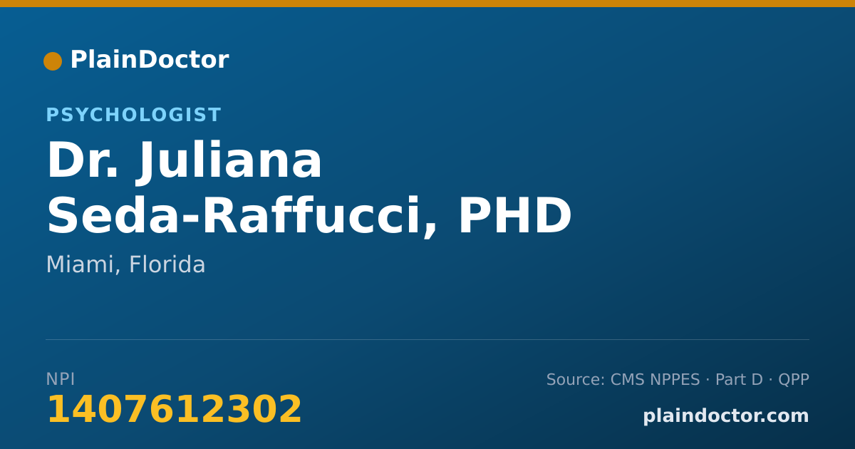 Shareable card for Juliana Seda-Raffucci, PHD - Psychologist, Miami, FL