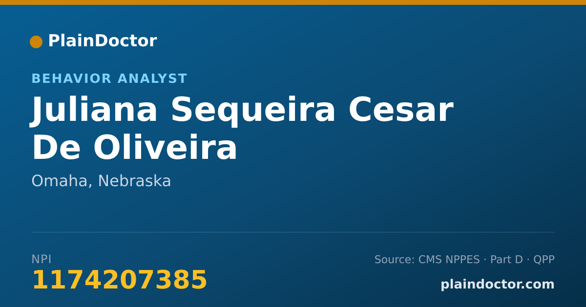 Shareable card for Juliana Sequeira Cesar De Oliveira - Behavior Analyst, Omaha, NE