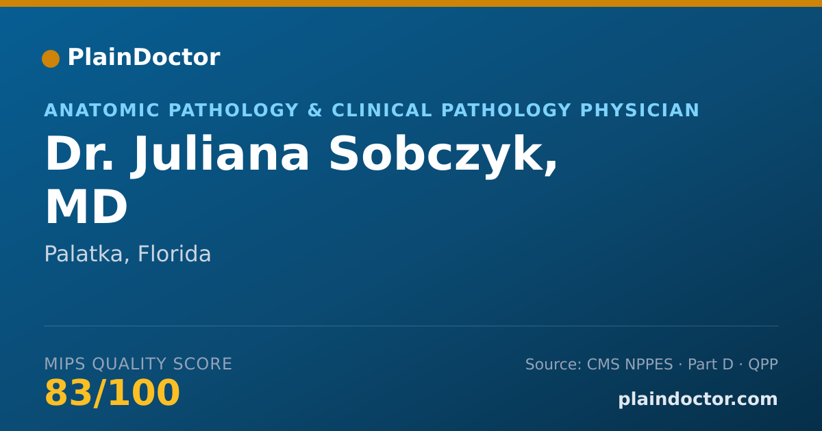 Shareable card for Juliana Sobczyk, MD - Anatomic Pathology & Clinical Pathology Physician, Palatka, FL