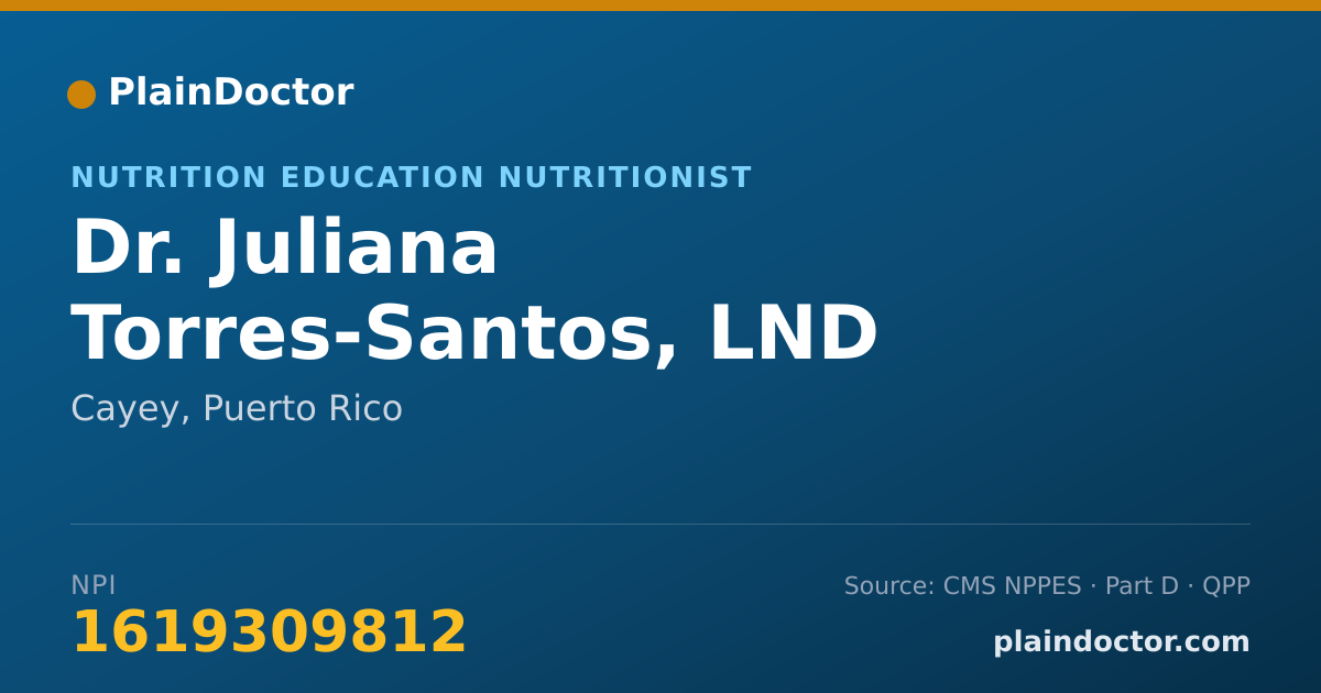 Shareable card for Juliana Torres-Santos, LND - Nutrition Education Nutritionist, Cayey, PR