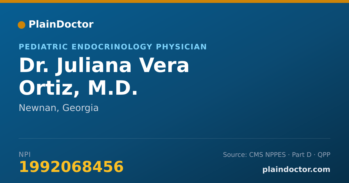 Shareable card for Juliana Vera Ortiz, M.D. - Pediatric Endocrinology Physician, Newnan, GA