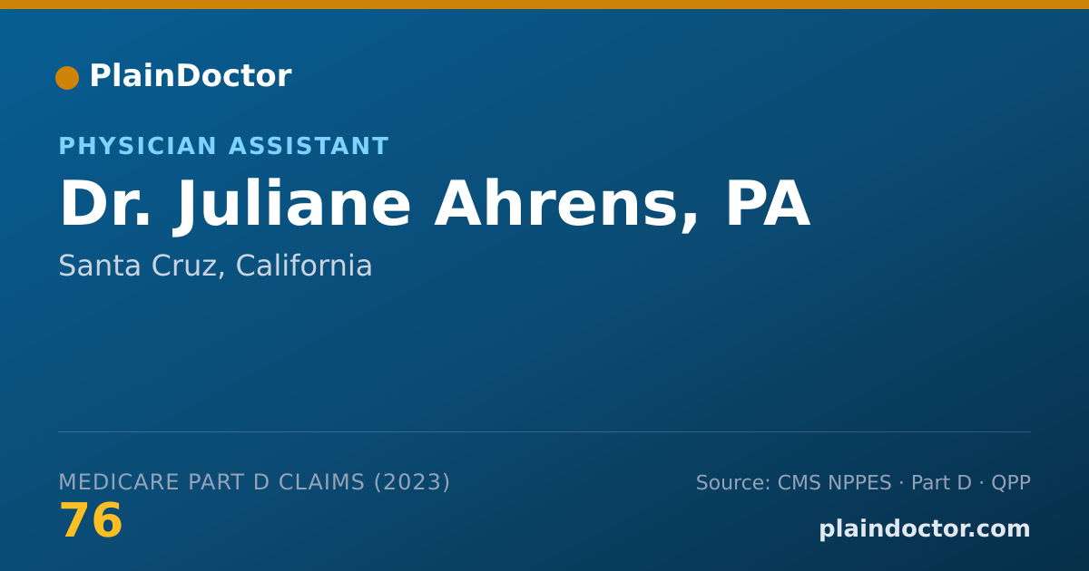 Shareable card for Juliane Ahrens, PA - Physician Assistant, Santa Cruz, CA