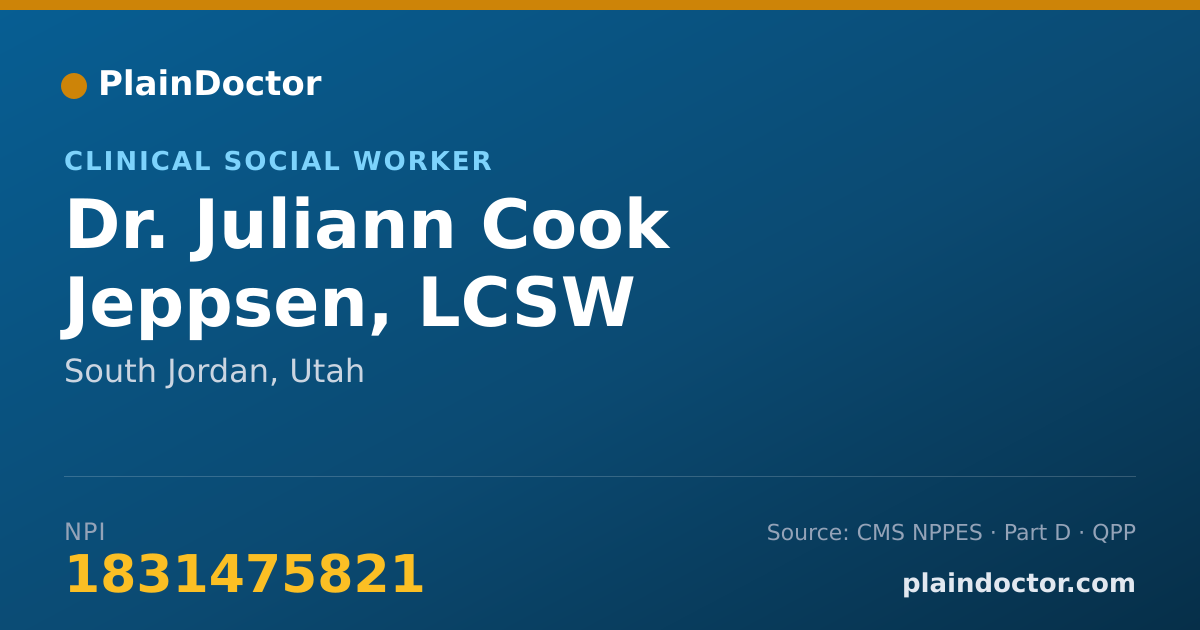 Shareable card for Juliann Cook Jeppsen, LCSW - Clinical Social Worker, South Jordan, UT