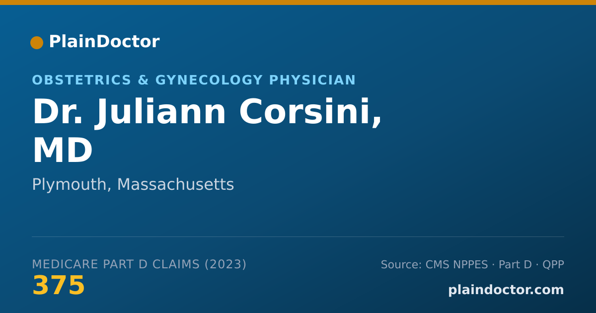 Shareable card for Juliann Corsini, MD - Obstetrics & Gynecology Physician, Plymouth, MA