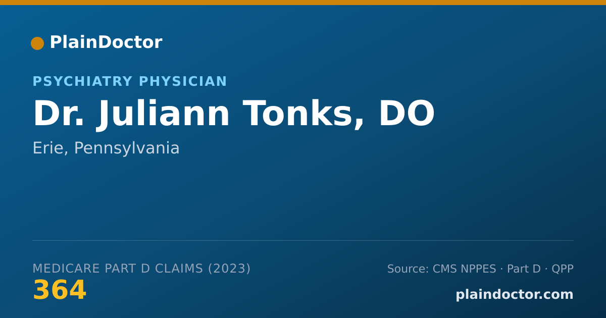 Shareable card for Juliann Tonks, DO - Psychiatry Physician, Erie, PA