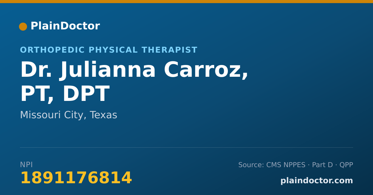 Shareable card for Julianna Carroz, PT, DPT - Orthopedic Physical Therapist, Missouri City, TX
