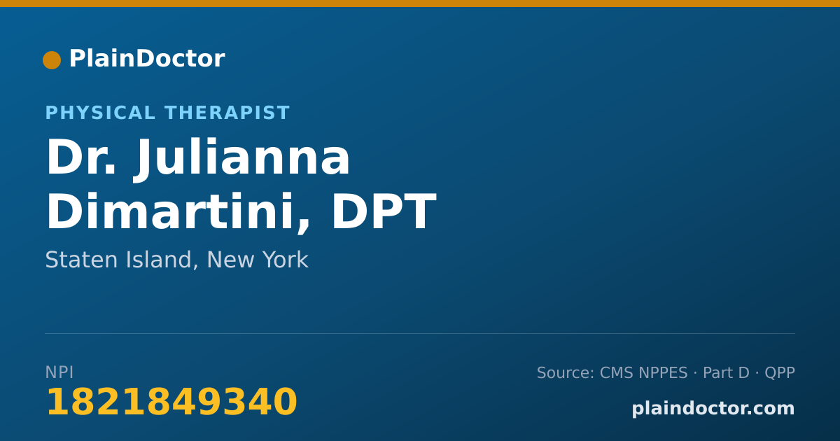 Shareable card for Julianna Dimartini, DPT - Physical Therapist, Staten Island, NY