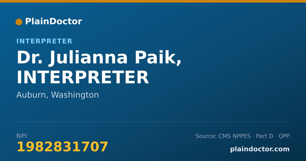 Shareable card for Julianna Paik, INTERPRETER - Interpreter, Auburn, WA
