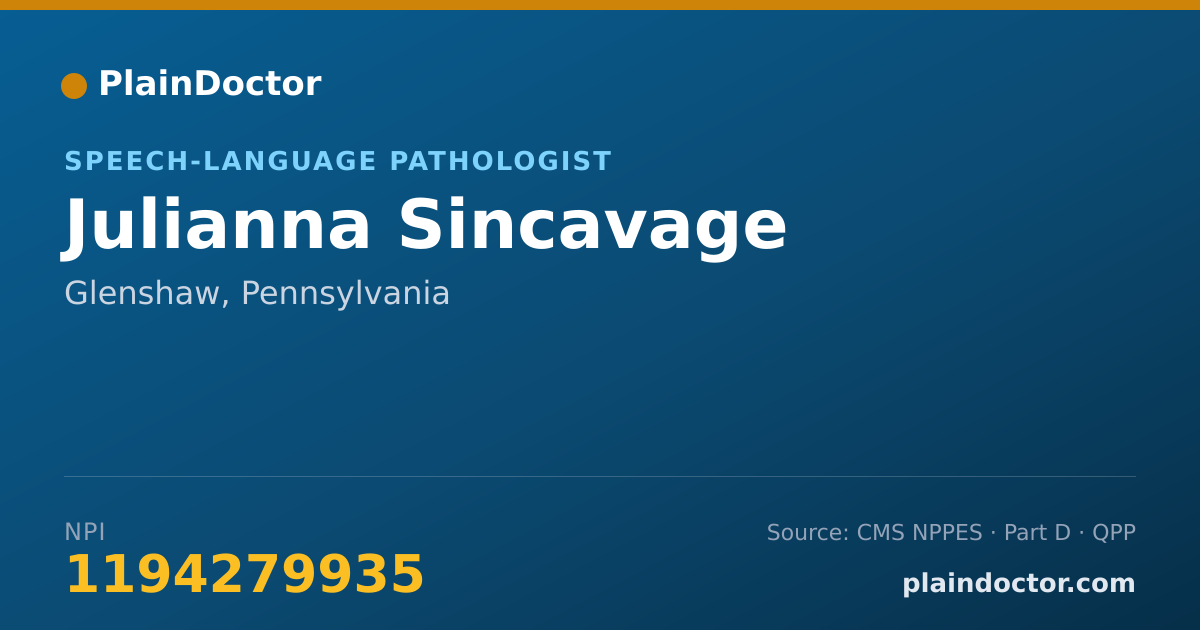Shareable card for Julianna Sincavage - Speech-Language Pathologist, Glenshaw, PA